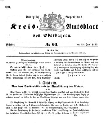 Königlich-bayerisches Kreis-Amtsblatt von Oberbayern (Münchner Intelligenzblatt) Montag 23. Juni 1862