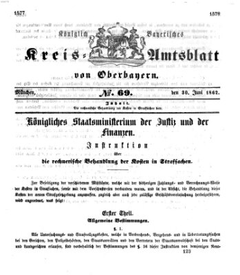 Königlich-bayerisches Kreis-Amtsblatt von Oberbayern (Münchner Intelligenzblatt) Montag 30. Juni 1862