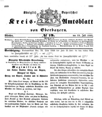 Königlich-bayerisches Kreis-Amtsblatt von Oberbayern (Münchner Intelligenzblatt) Dienstag 29. Juli 1862