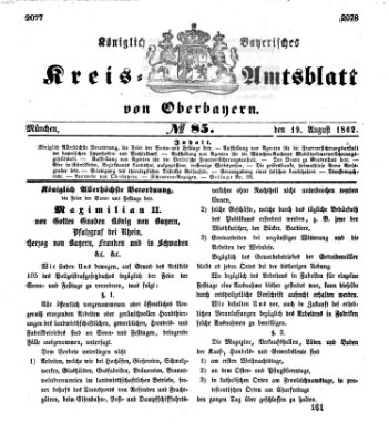 Königlich-bayerisches Kreis-Amtsblatt von Oberbayern (Münchner Intelligenzblatt) Dienstag 19. August 1862