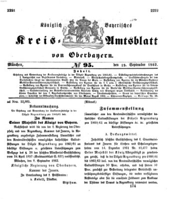 Königlich-bayerisches Kreis-Amtsblatt von Oberbayern (Münchner Intelligenzblatt) Freitag 19. September 1862