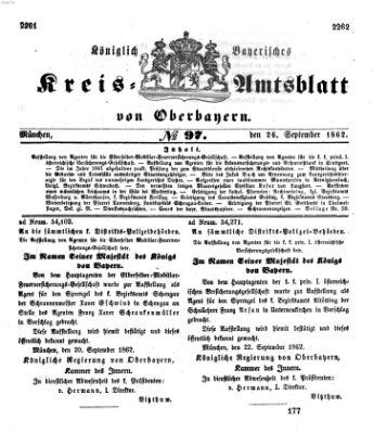 Königlich-bayerisches Kreis-Amtsblatt von Oberbayern (Münchner Intelligenzblatt) Freitag 26. September 1862