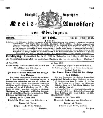 Königlich-bayerisches Kreis-Amtsblatt von Oberbayern (Münchner Intelligenzblatt) Dienstag 28. Oktober 1862