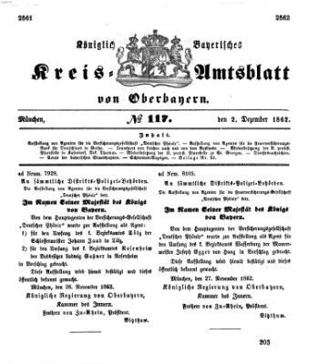 Königlich-bayerisches Kreis-Amtsblatt von Oberbayern (Münchner Intelligenzblatt) Dienstag 2. Dezember 1862