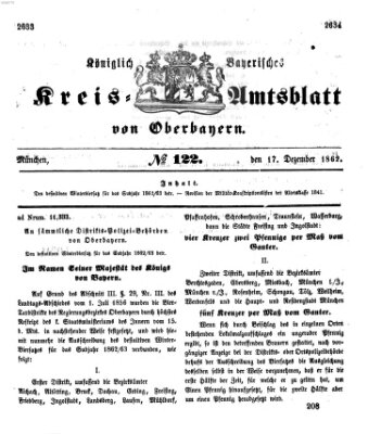 Königlich-bayerisches Kreis-Amtsblatt von Oberbayern (Münchner Intelligenzblatt) Mittwoch 17. Dezember 1862