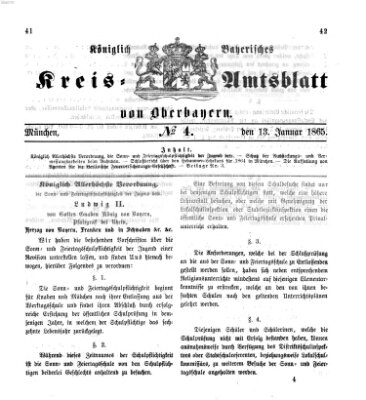 Königlich-bayerisches Kreis-Amtsblatt von Oberbayern (Münchner Intelligenzblatt) Freitag 13. Januar 1865