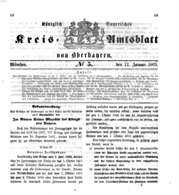 Königlich-bayerisches Kreis-Amtsblatt von Oberbayern (Münchner Intelligenzblatt) Dienstag 17. Januar 1865