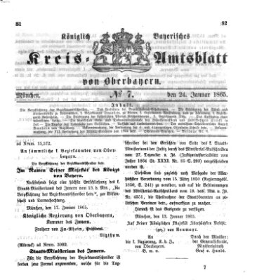 Königlich-bayerisches Kreis-Amtsblatt von Oberbayern (Münchner Intelligenzblatt) Dienstag 24. Januar 1865