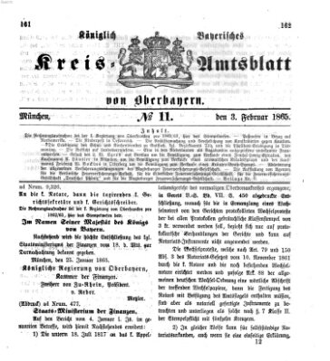 Königlich-bayerisches Kreis-Amtsblatt von Oberbayern (Münchner Intelligenzblatt) Freitag 3. Februar 1865