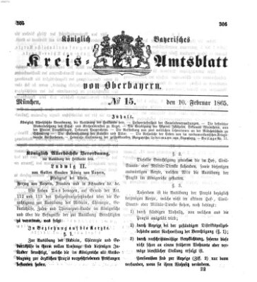 Königlich-bayerisches Kreis-Amtsblatt von Oberbayern (Münchner Intelligenzblatt) Freitag 10. Februar 1865