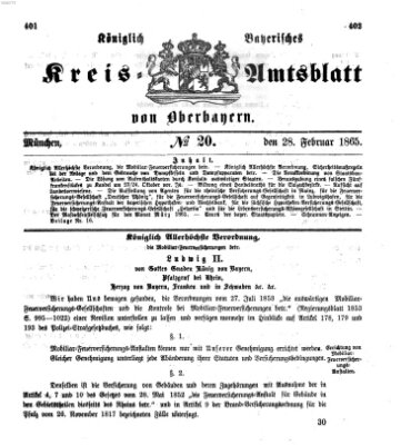 Königlich-bayerisches Kreis-Amtsblatt von Oberbayern (Münchner Intelligenzblatt) Dienstag 28. Februar 1865