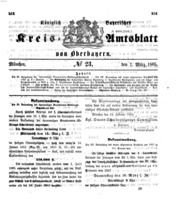 Königlich-bayerisches Kreis-Amtsblatt von Oberbayern (Münchner Intelligenzblatt) Dienstag 7. März 1865