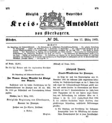 Königlich-bayerisches Kreis-Amtsblatt von Oberbayern (Münchner Intelligenzblatt) Freitag 17. März 1865