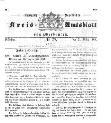 Königlich-bayerisches Kreis-Amtsblatt von Oberbayern (Münchner Intelligenzblatt) Donnerstag 23. März 1865