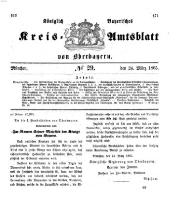 Königlich-bayerisches Kreis-Amtsblatt von Oberbayern (Münchner Intelligenzblatt) Freitag 24. März 1865