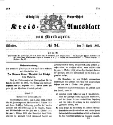 Königlich-bayerisches Kreis-Amtsblatt von Oberbayern (Münchner Intelligenzblatt) Freitag 7. April 1865