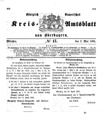 Königlich-bayerisches Kreis-Amtsblatt von Oberbayern (Münchner Intelligenzblatt) Dienstag 2. Mai 1865