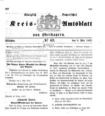 Königlich-bayerisches Kreis-Amtsblatt von Oberbayern (Münchner Intelligenzblatt) Dienstag 9. Mai 1865