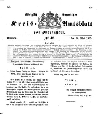 Königlich-bayerisches Kreis-Amtsblatt von Oberbayern (Münchner Intelligenzblatt) Freitag 26. Mai 1865