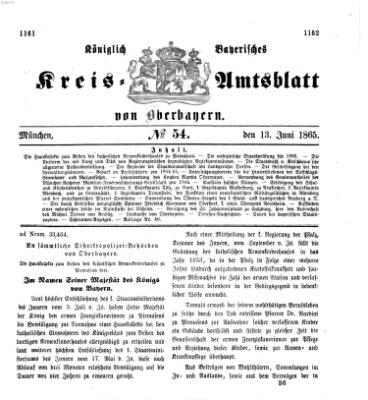 Königlich-bayerisches Kreis-Amtsblatt von Oberbayern (Münchner Intelligenzblatt) Dienstag 13. Juni 1865