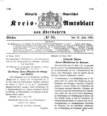 Königlich-bayerisches Kreis-Amtsblatt von Oberbayern (Münchner Intelligenzblatt) Freitag 16. Juni 1865