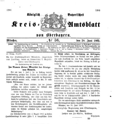 Königlich-bayerisches Kreis-Amtsblatt von Oberbayern (Münchner Intelligenzblatt) Dienstag 20. Juni 1865