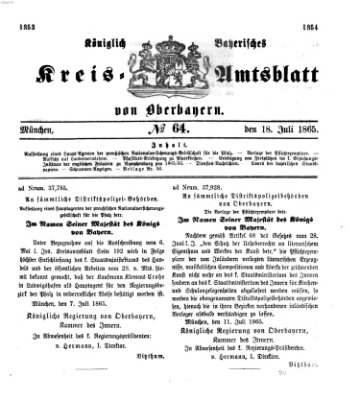 Königlich-bayerisches Kreis-Amtsblatt von Oberbayern (Münchner Intelligenzblatt) Dienstag 18. Juli 1865