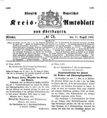 Königlich-bayerisches Kreis-Amtsblatt von Oberbayern (Münchner Intelligenzblatt) Freitag 11. August 1865