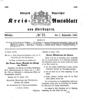 Königlich-bayerisches Kreis-Amtsblatt von Oberbayern (Münchner Intelligenzblatt) Freitag 1. September 1865