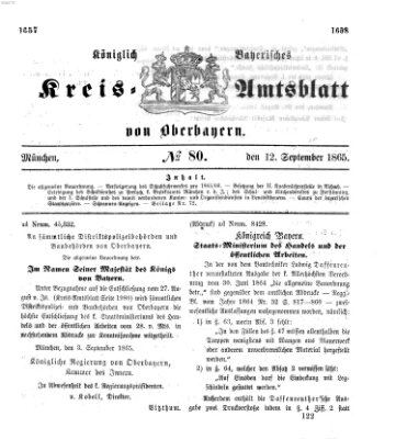 Königlich-bayerisches Kreis-Amtsblatt von Oberbayern (Münchner Intelligenzblatt) Dienstag 12. September 1865