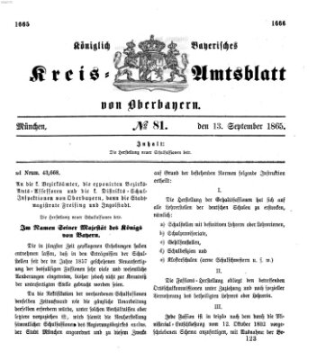 Königlich-bayerisches Kreis-Amtsblatt von Oberbayern (Münchner Intelligenzblatt) Mittwoch 13. September 1865