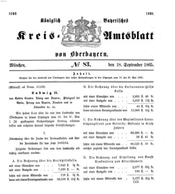 Königlich-bayerisches Kreis-Amtsblatt von Oberbayern (Münchner Intelligenzblatt) Montag 18. September 1865