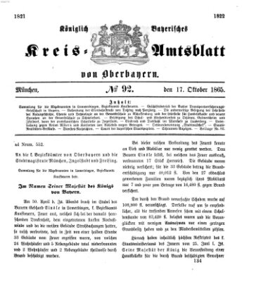 Königlich-bayerisches Kreis-Amtsblatt von Oberbayern (Münchner Intelligenzblatt) Dienstag 17. Oktober 1865