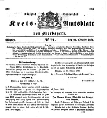 Königlich-bayerisches Kreis-Amtsblatt von Oberbayern (Münchner Intelligenzblatt) Dienstag 24. Oktober 1865