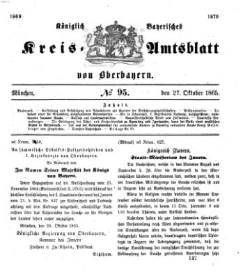 Königlich-bayerisches Kreis-Amtsblatt von Oberbayern (Münchner Intelligenzblatt) Freitag 27. Oktober 1865