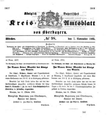 Königlich-bayerisches Kreis-Amtsblatt von Oberbayern (Münchner Intelligenzblatt) Dienstag 7. November 1865