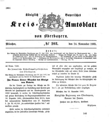 Königlich-bayerisches Kreis-Amtsblatt von Oberbayern (Münchner Intelligenzblatt) Freitag 24. November 1865