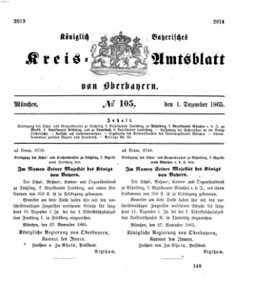 Königlich-bayerisches Kreis-Amtsblatt von Oberbayern (Münchner Intelligenzblatt) Freitag 1. Dezember 1865