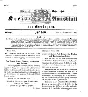 Königlich-bayerisches Kreis-Amtsblatt von Oberbayern (Münchner Intelligenzblatt) Dienstag 5. Dezember 1865