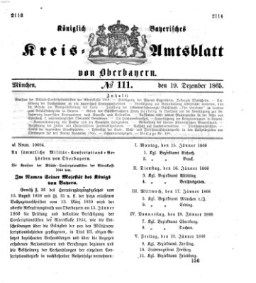 Königlich-bayerisches Kreis-Amtsblatt von Oberbayern (Münchner Intelligenzblatt) Dienstag 19. Dezember 1865