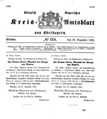 Königlich-bayerisches Kreis-Amtsblatt von Oberbayern (Münchner Intelligenzblatt) Freitag 29. Dezember 1865