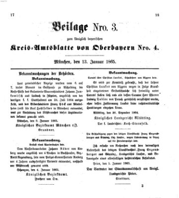 Königlich-bayerisches Kreis-Amtsblatt von Oberbayern (Münchner Intelligenzblatt) Freitag 13. Januar 1865