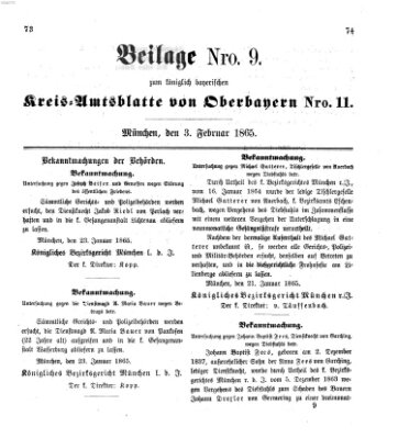 Königlich-bayerisches Kreis-Amtsblatt von Oberbayern (Münchner Intelligenzblatt) Freitag 3. Februar 1865