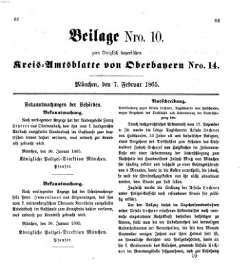 Königlich-bayerisches Kreis-Amtsblatt von Oberbayern (Münchner Intelligenzblatt) Dienstag 7. Februar 1865