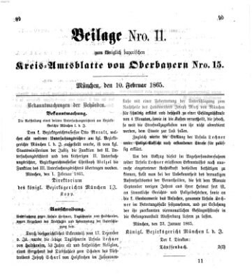 Königlich-bayerisches Kreis-Amtsblatt von Oberbayern (Münchner Intelligenzblatt) Freitag 10. Februar 1865