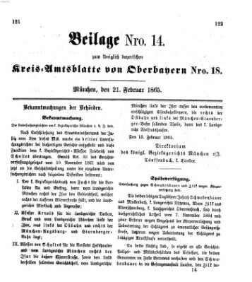 Königlich-bayerisches Kreis-Amtsblatt von Oberbayern (Münchner Intelligenzblatt) Dienstag 21. Februar 1865