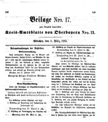 Königlich-bayerisches Kreis-Amtsblatt von Oberbayern (Münchner Intelligenzblatt) Freitag 3. März 1865