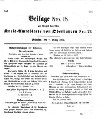 Königlich-bayerisches Kreis-Amtsblatt von Oberbayern (Münchner Intelligenzblatt) Dienstag 7. März 1865