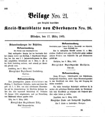 Königlich-bayerisches Kreis-Amtsblatt von Oberbayern (Münchner Intelligenzblatt) Freitag 17. März 1865