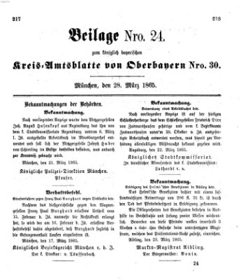 Königlich-bayerisches Kreis-Amtsblatt von Oberbayern (Münchner Intelligenzblatt) Dienstag 28. März 1865